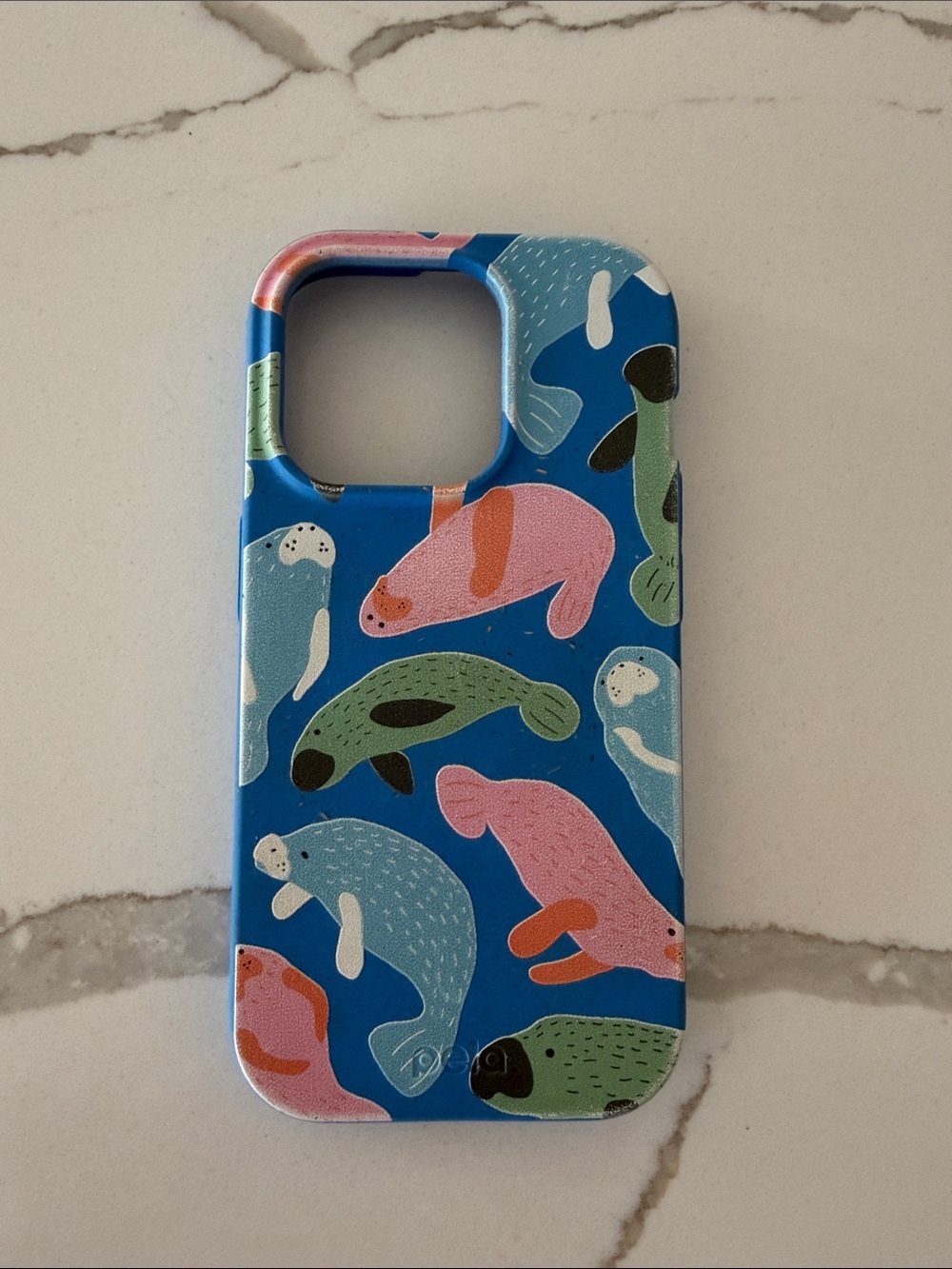 iPhone 15 pro Pela - Blue Manatee Pattern Phone Case - Women Accessories